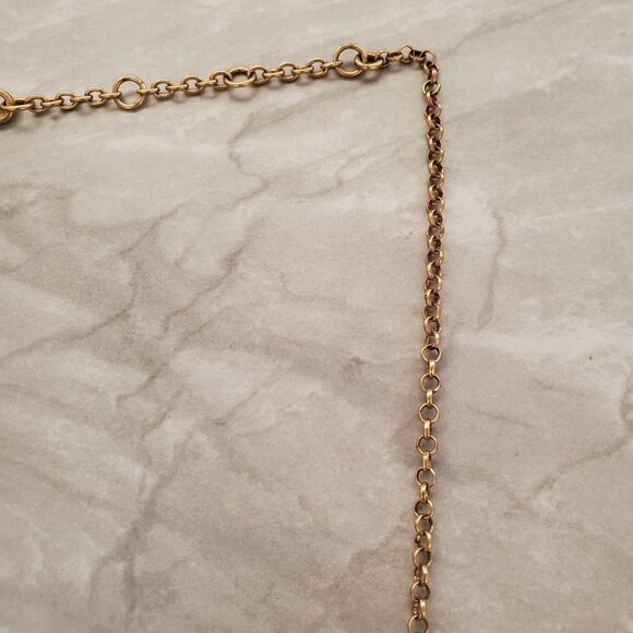 ✨ J.Crew Pave Rhinestone Crystal Blue Gold Coral Bohemian Necklace ✨ - Picture 3 of 16